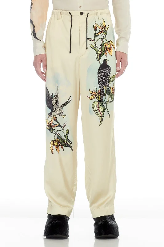 Men's Pants with Faux Leather PatchesDries Van Noten Penny Printed Pants