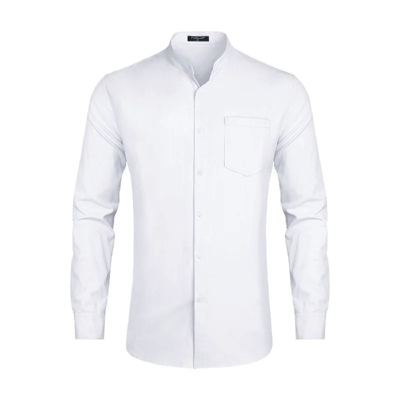 Men's Affordable Shirts for Budget-Friendly StyleMen's White Grandad Collar Shirt Wedding Regular Fit with Pocket Men's Affordable Shirts for Budget-Friendly StyleMen's White Grandad Collar Shirt Wedding Regular Fit with Pocket