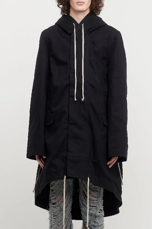 Men's Pants with Hidden PocketsRick Owens DRKSHDW Fishtail Parka in Japanese Denim
