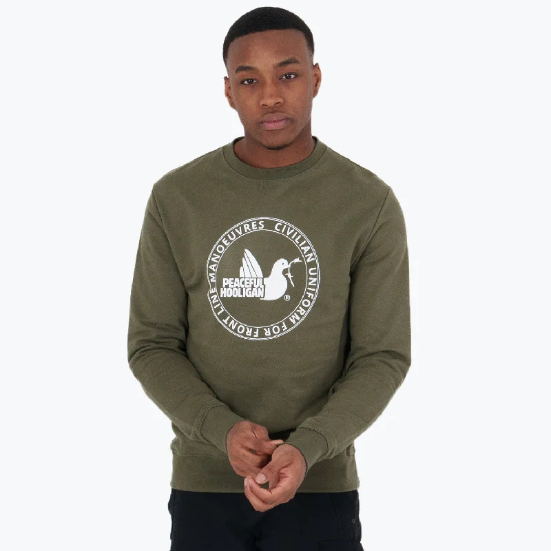 Fashionable Men's Streetwear HoodiesCivilian Uniform Sweatshirt Olive