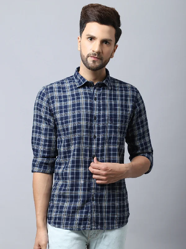 Men's Thermal Shirts for Winter WarmthMen's Navy Blue Casual Medium Checks Full Sleeve Shirt Men's Thermal Shirts for Winter WarmthMen's Navy Blue Casual Medium Checks Full Sleeve Shirt