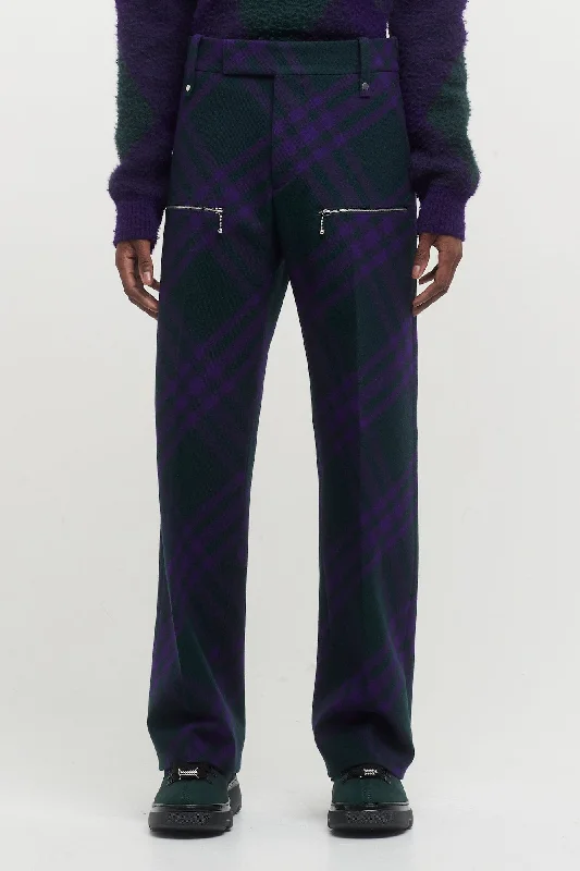 Men's Bike Shorts for CyclingBurberry Tailored Purple Check Trouser