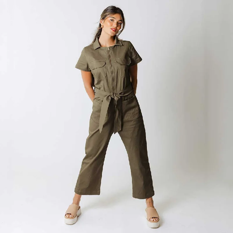 Men's Pants with Patch PocketsHamptons Jumpsuit, Olive Canvas