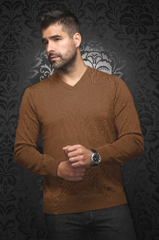 Men's Sweaters with Appliqué DetailsAu Noir® Sweaters | Saxony Brown