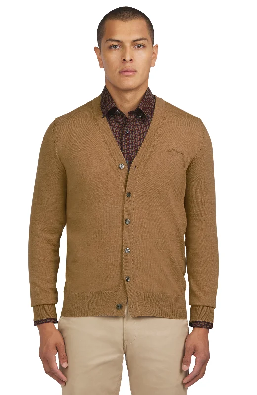 Men's Sweaters with Ribbed CuffsMerino Cardigan - Light Brown