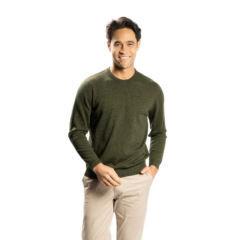 Men's Sweaters for Dressy EventsMerino Wool Sweaters Crew Neck - Olive
