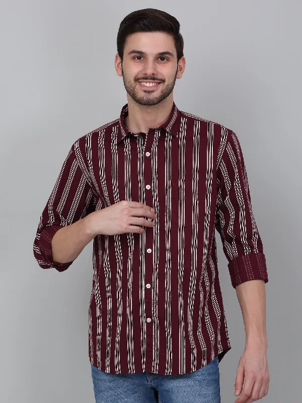 Men's Bold-Color Shirts for a Statement PieceMen's Maroon Striped Full Sleeve Casual Shirt Men's Bold-Color Shirts for a Statement PieceMen's Maroon Striped Full Sleeve Casual Shirt
