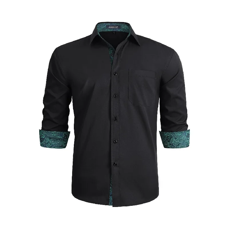 Men's Limited Edition Shirts for ExclusivityMen's Patchwork Dress Shirt with Pocket - BLACK/GREEN 01 Men's Limited Edition Shirts for ExclusivityMen's Patchwork Dress Shirt with Pocket - BLACK/GREEN 01