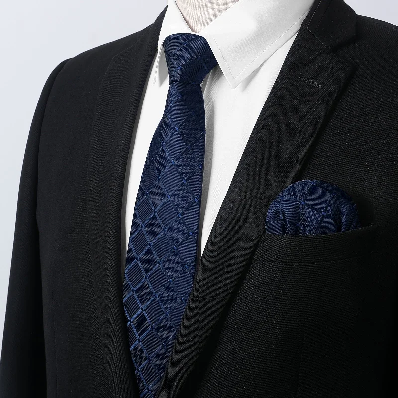 Men's Weekend Shirts for Leisurely OutingsMen's Shirt with Tie Handkerchief Set - 02-WHITE/NAVY Men's Weekend Shirts for Leisurely OutingsMen's Shirt with Tie Handkerchief Set - 02-WHITE/NAVY