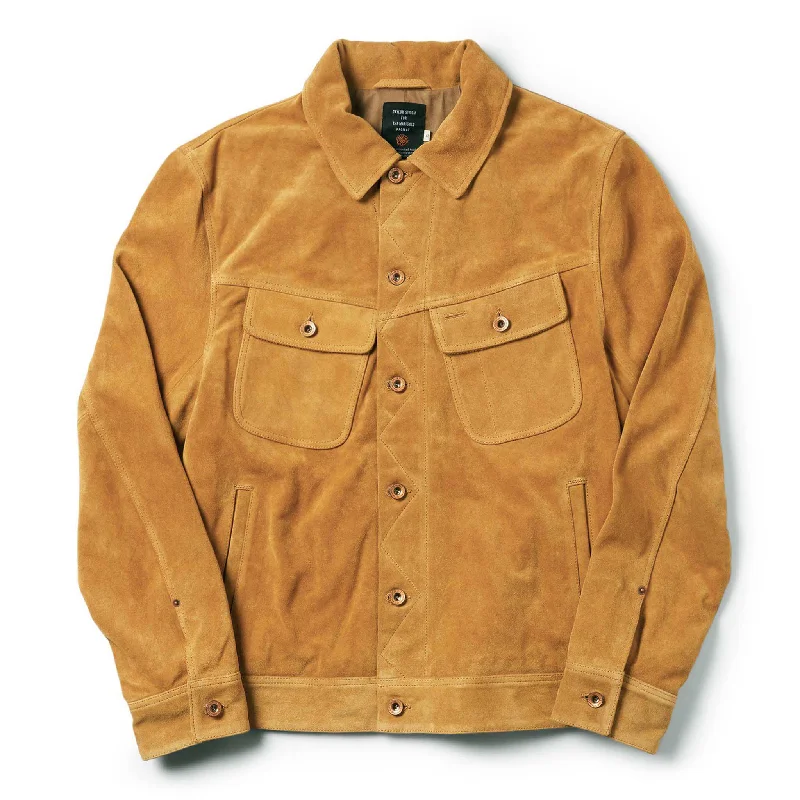 Men's Coats with Tactical FeaturesThe Lined Long Haul Jacket in Sand Suede