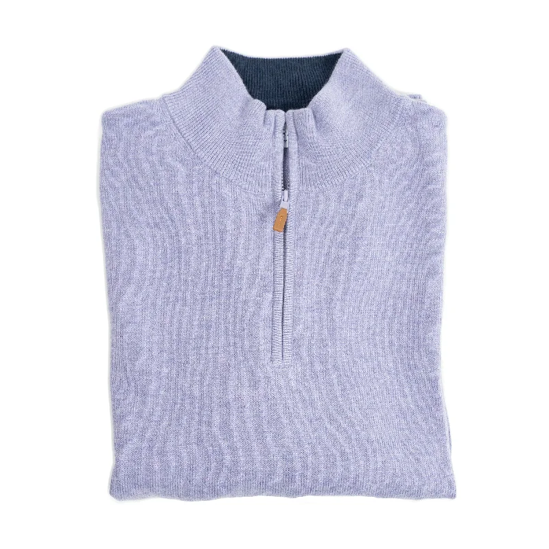 Men's Sweaters with Fold-Over CuffsPima Cotton Quarter Zip Sweaters - Lavender