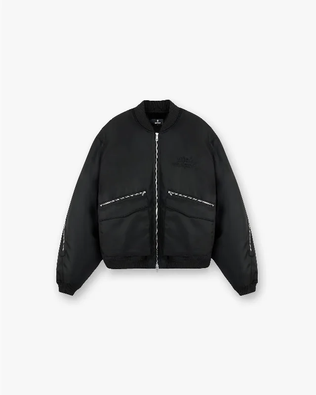 Modern Men's Field JacketsZip Back Bomber Jacket - Jet Black