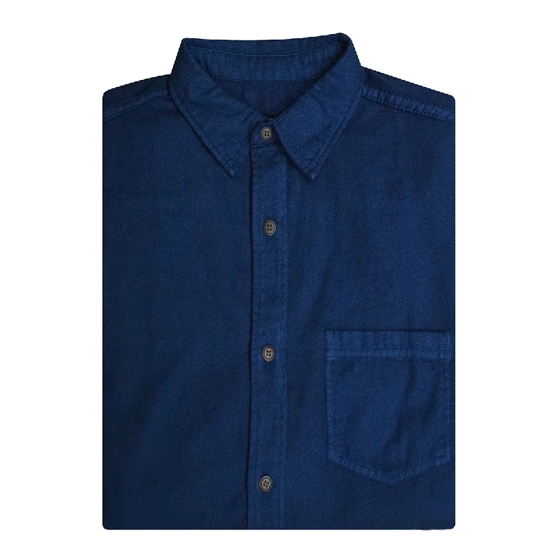 Casual Men's JeansSingle Pocket Shirt (Navy Blue)