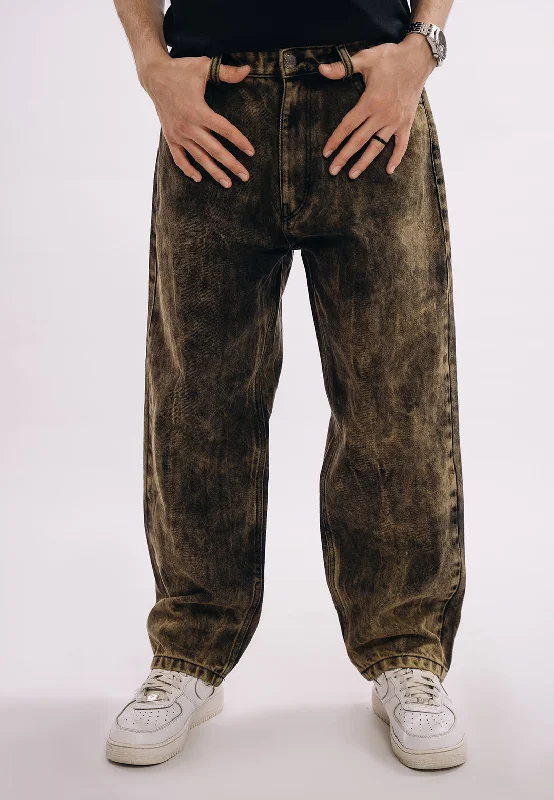 Oversized Men's JeansBaggy Fit Jeans - Distressed Over Dyed