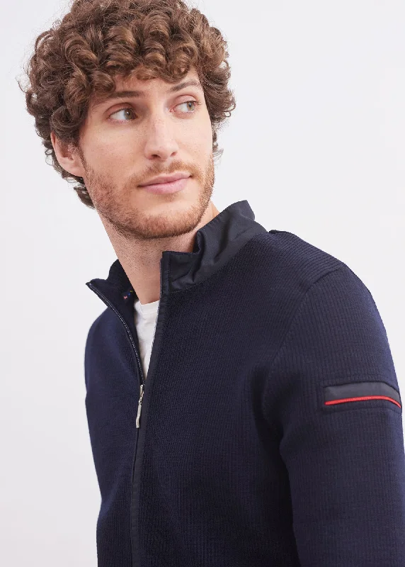 Men's Sweaters with Elastic CuffsNAVIGATEUR - Comfortable Knit Cardigan with Zip (NAVY) Men's Sweaters with Elastic CuffsNAVIGATEUR - Comfortable Knit Cardigan with Zip (NAVY)