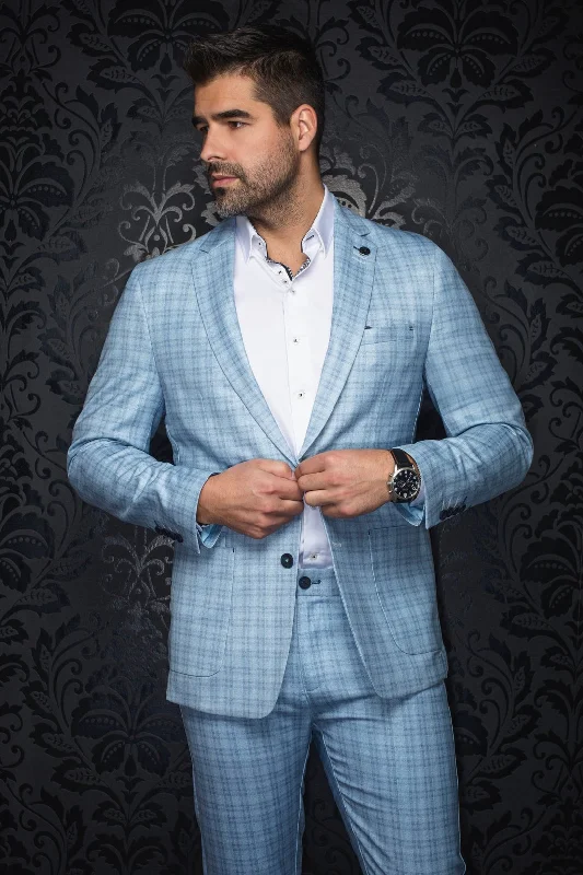 Au Noir Stretch Blazer | Veston Hanks Light Blue
