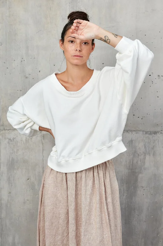 Men's Sweaters with Embroidered DesignsSESEH [ seseh ] - crop terry cotton sweater
