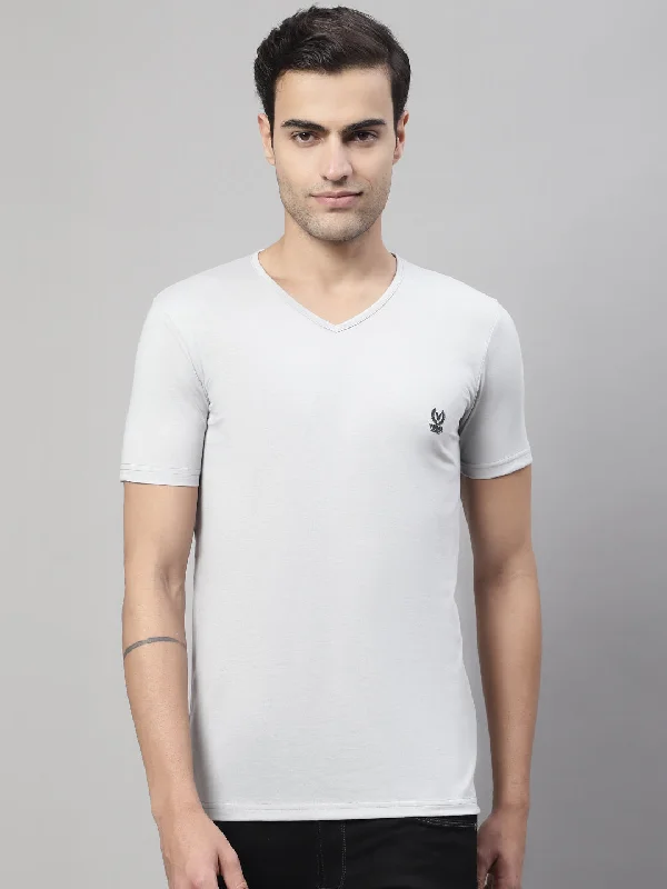Men's Shirts with Button-Down PocketsMack Jonney V Neck Cotton Solid Light Grey T-Shirt for Men Men's Shirts with Button-Down PocketsMack Jonney V Neck Cotton Solid Light Grey T-Shirt for Men