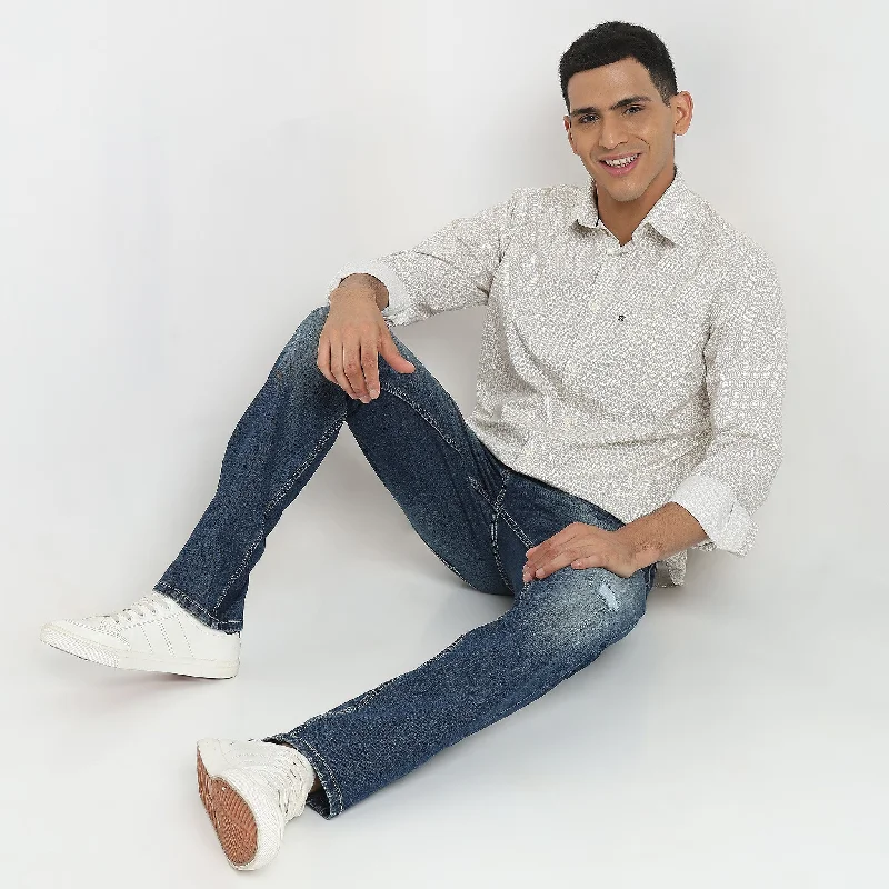 Men's Insulated Shirts for Cold WeatherRegular Fit Printed Shirt