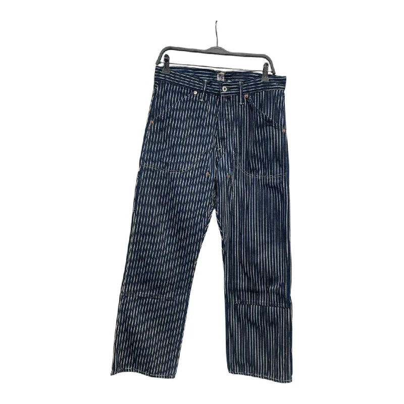 Trendy Men's JeansINDIGOVERA/Straight Pants/31/Denim/NVY/Button Fly/Stripe/PIN STRIPE