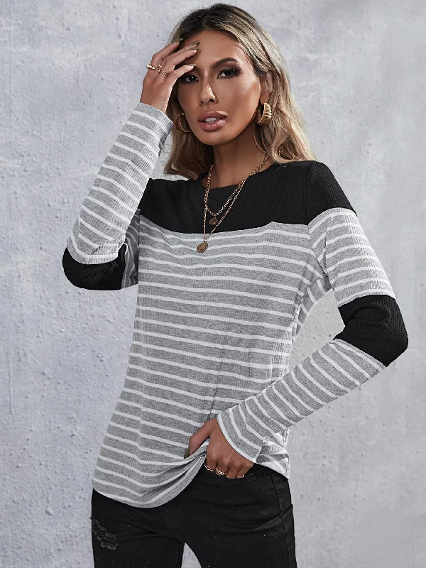 Men's Unique and Designer TopsKittenAlarm - Contrast Panel Striped Tee