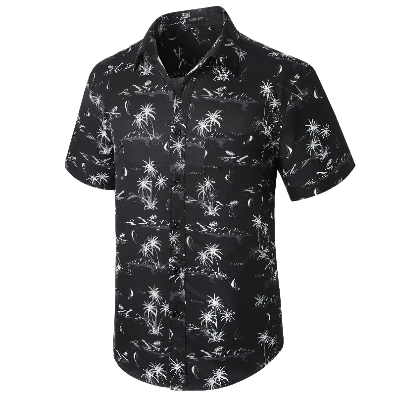 Men's Patterned Casual Shirts for Relaxed StylingHawaiian Tropical Shirts with Pocket - C-02 BLACK Men's Patterned Casual Shirts for Relaxed StylingHawaiian Tropical Shirts with Pocket - C-02 BLACK