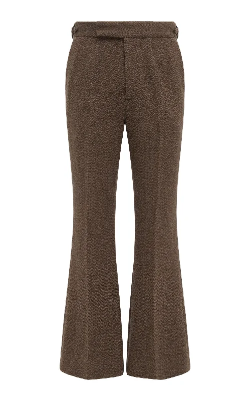 Stevie Pant in Chocolate Multi Virgin Wool Cashmere Herringbone