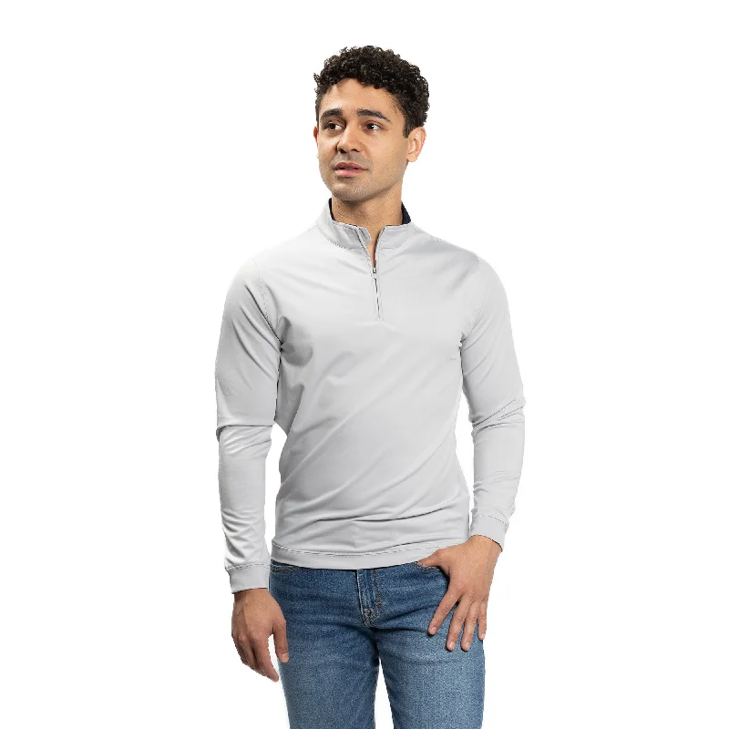 Men's Sweaters with Ribbed CuffsPerformance Quarter Zips - Light Grey