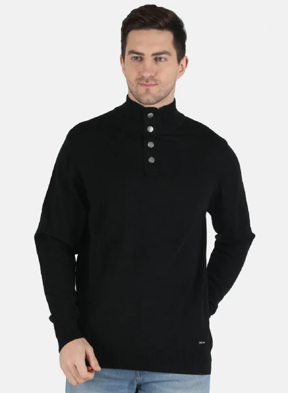 Men Black Solid Pullover