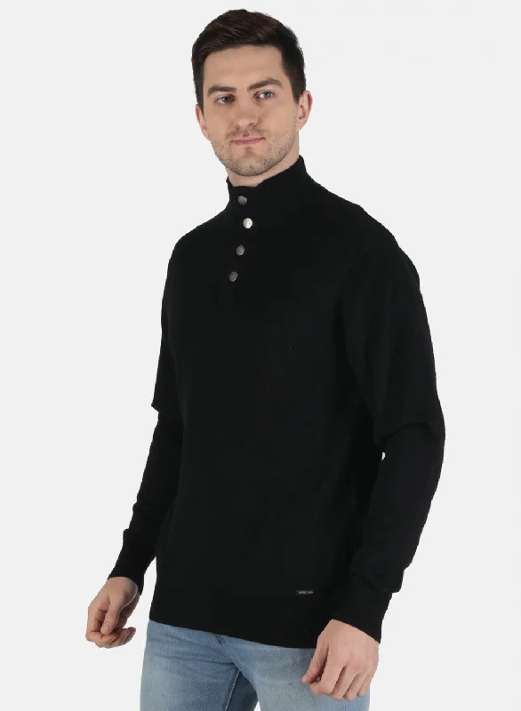 Men Black Solid Pullover