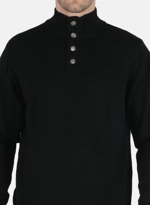 Men Black Solid Pullover