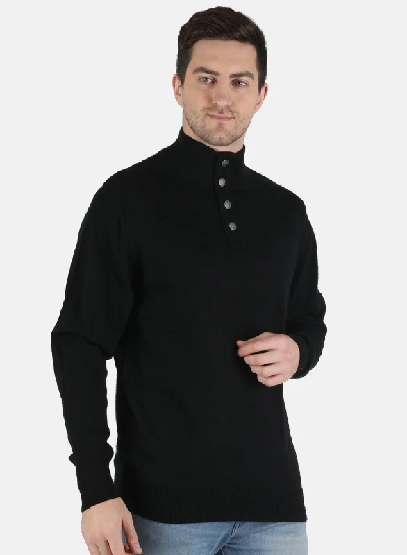 Men Black Solid Pullover