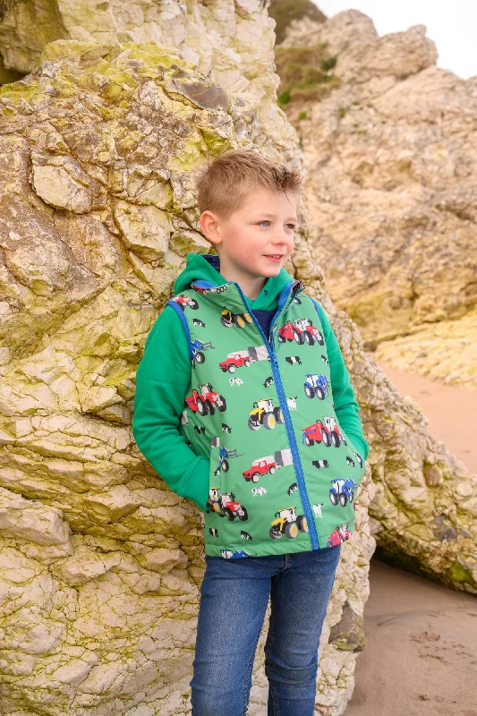 Men's Coats with Stretch FabricAlex Gilet - Peagreen Tractor Print
