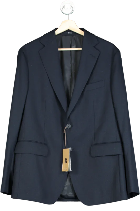 Boggi Milano Blue Navy 4ply 100% Wool Blazer Sz50 UK L/XL