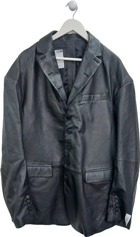 H&M Black Leather Oversize Blazer UK L