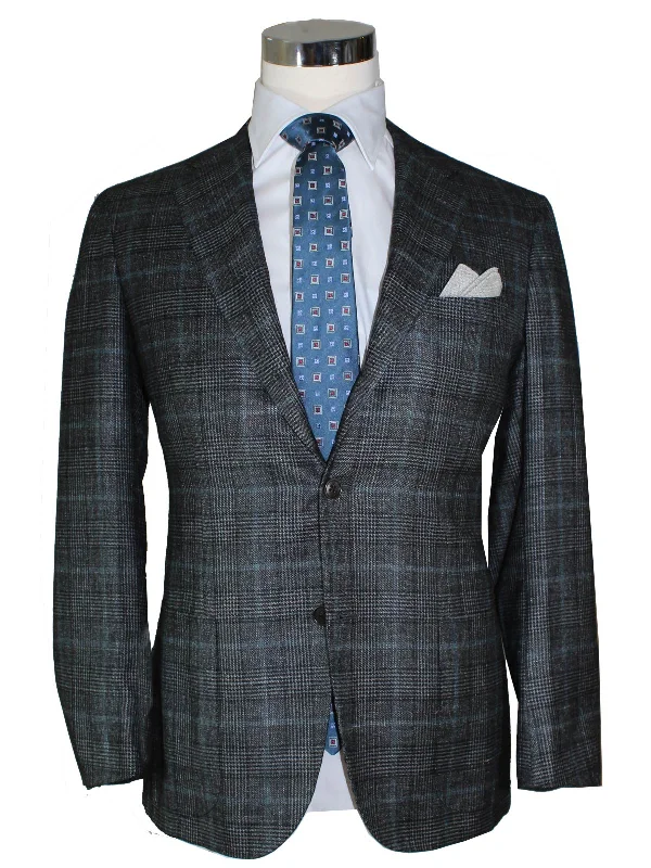 Kiton Cashmere Sport Coat Gray Black Blue Check Plaid Blazer EUR 50 - US 40 C SALE Kiton Cashmere Sport Coat Gray Black Blue Check Plaid Blazer EUR 50 - US 40 C SALE