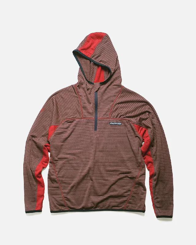 Men's Hoodies with Breathable FabricGrid Fleece Hooded Pullover - Dark Teddy / Crimson Men's Hoodies with Breathable FabricGrid Fleece Hooded Pullover - Dark Teddy / Crimson