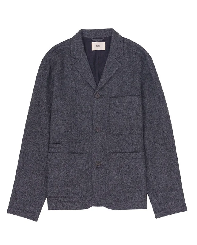 Wide fit Blazer Charcoal Wool Melange