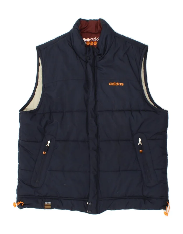 Men's Coats for SnowshoeingADIDAS Mens Reversible Padded Gilet UK 42 XL Navy Blue Polyester Men's Coats for SnowshoeingADIDAS Mens Reversible Padded Gilet UK 42 XL Navy Blue Polyester