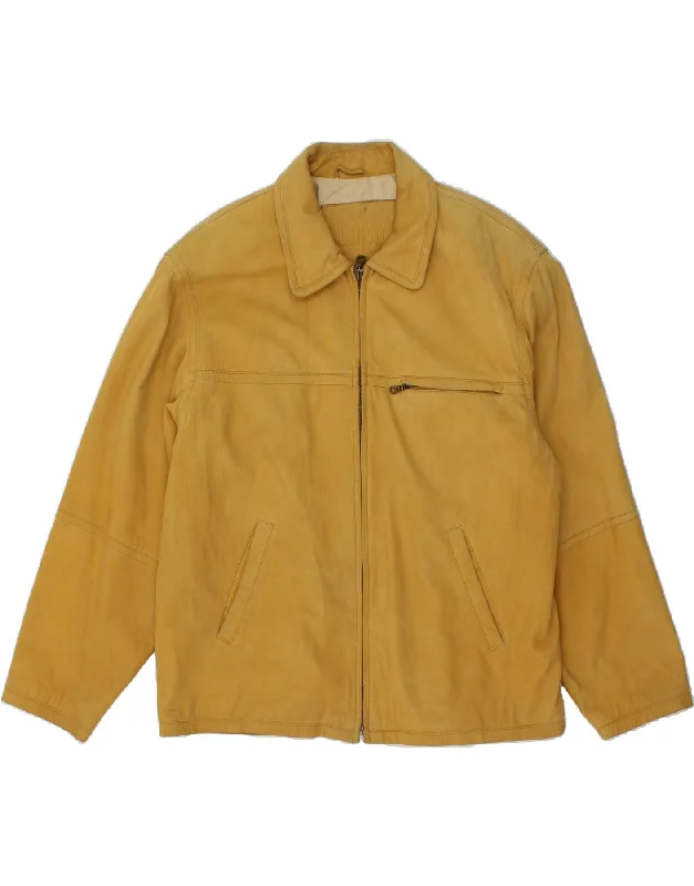 Men's Coats Made in ItalyANGELO LITRICO Mens Leather Jacket UK 42 XL Beige Leather
