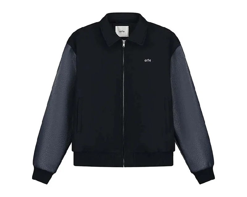 Comfortable Men's ParkasArte Embroidered Flower Varsity Jacket