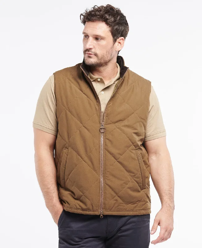 Men's Coats with Convertible CollarsBarbour Men's Kurt Gilet - Dark Sand