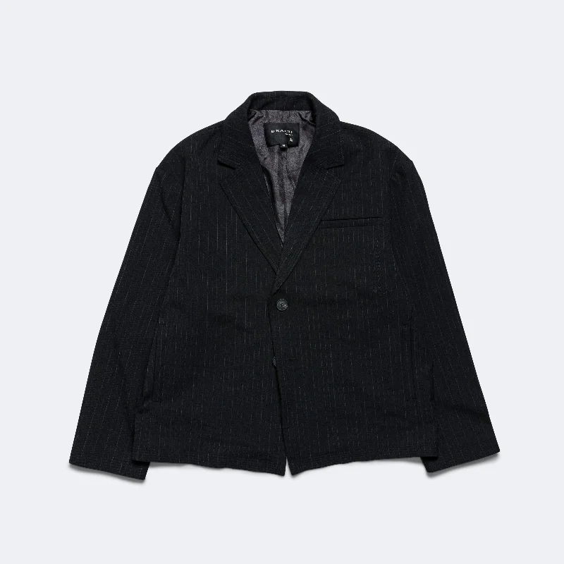Holiday Blazer - Black Pinstripe
