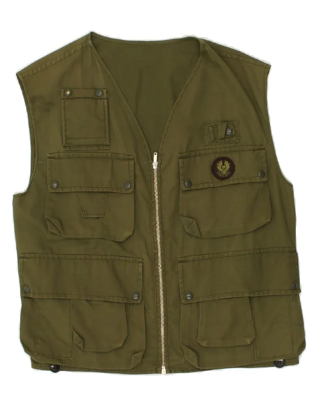 Comfortable Men's ParkasBELSTAFF Mens Utility Gilet UK 38 Medium Khaki Polyester
