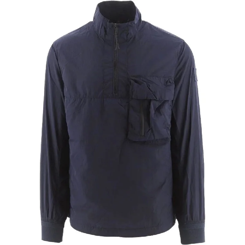 Men's Coats with VentilationBelstaff Ramp Dark Ink Quarter Zip Windbreaker Jacket
