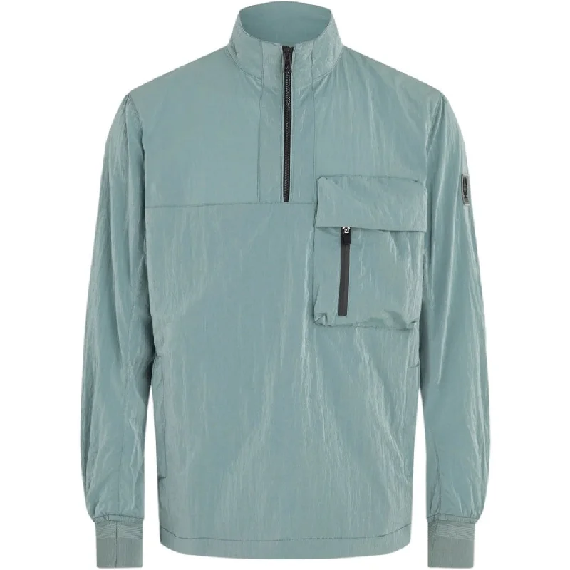 Men's Coats for City WearBelstaff Ramp Steel Green Quarter Zip Windbreaker Jacket
