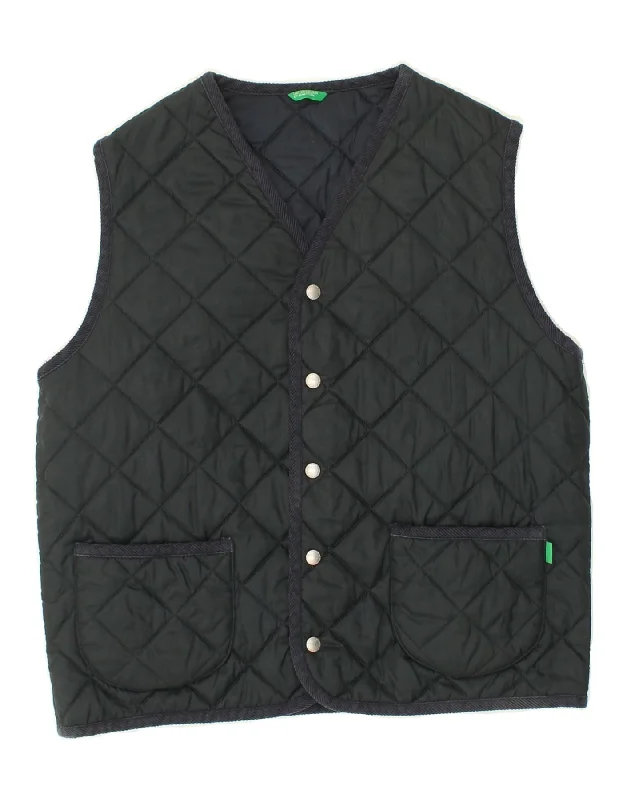 Cool Men's Pea CoatsBENETTON Boys Quilted Gilet 11-12 Years XL Green Nylon