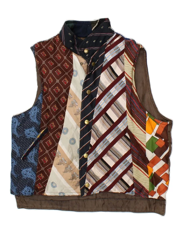 Men's Coats with Tactical FeaturesBENETTON Mens Gilet UK 38 Medium Brown Patchwork
