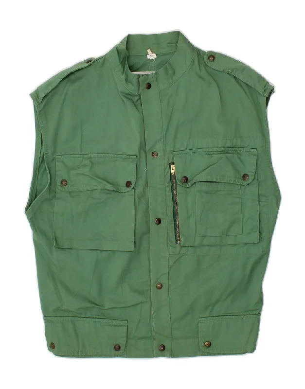 Elegant Men's Wool CoatsBENETTON Mens Gilet UK 38 Medium Green Cotton