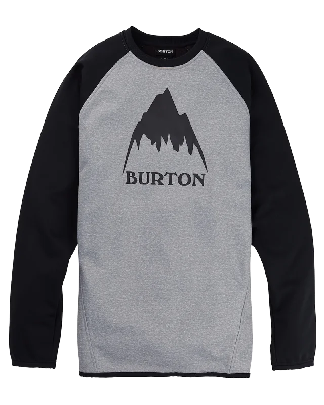 Men's Hoodies with Sublimated GraphicsBurton Men's Crown Weatherproof Pullover Crewneck Fleece - Gray Heather/True Black Men's Hoodies with Sublimated GraphicsBurton Men's Crown Weatherproof Pullover Crewneck Fleece - Gray Heather/True Black